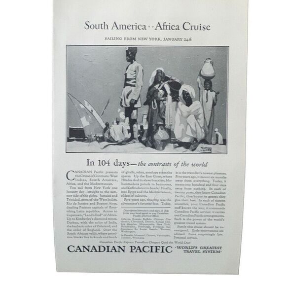 Vintage 1927 Canadian Pacific 104 Days Ad Advertisement - Picture 4 of 4
